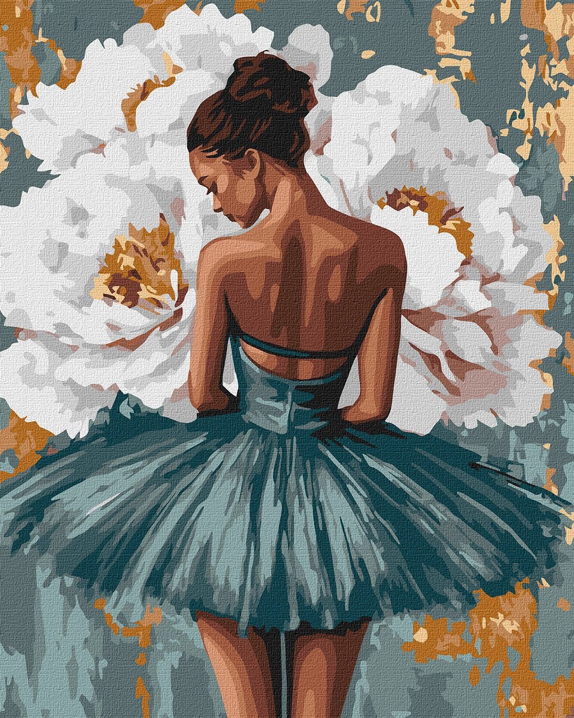 Paint by number "Ideyka" /KHO8663/ "Ballerina with white peonies with metallic paints" 40*50cm