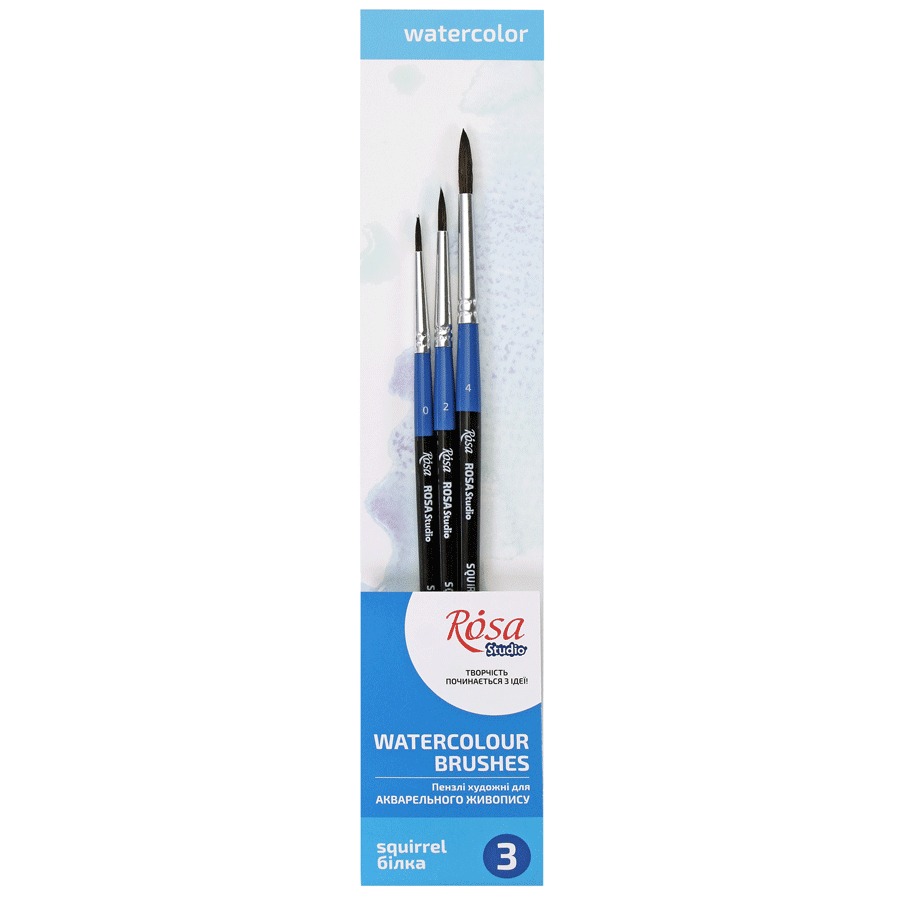Set of brushes "ROSA Studio" No. 14, white round, 3 pcs (No. 0, 2, 4), k.r. (1/10)