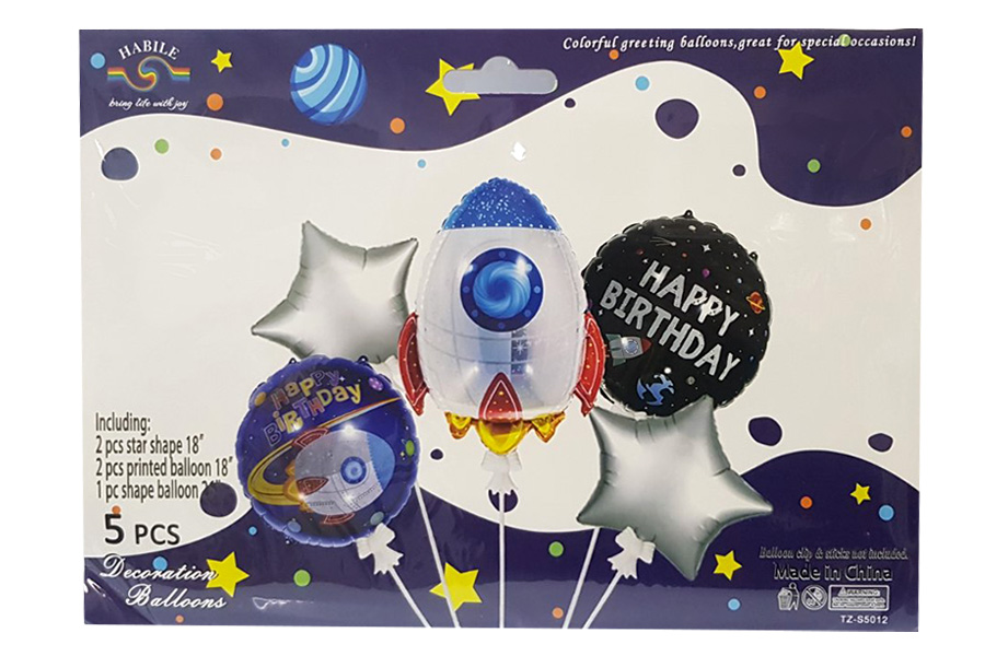 Air balloons "WB" /TZ-S5012/ "Rocket", foil, 5 pcs/pack (1/10)