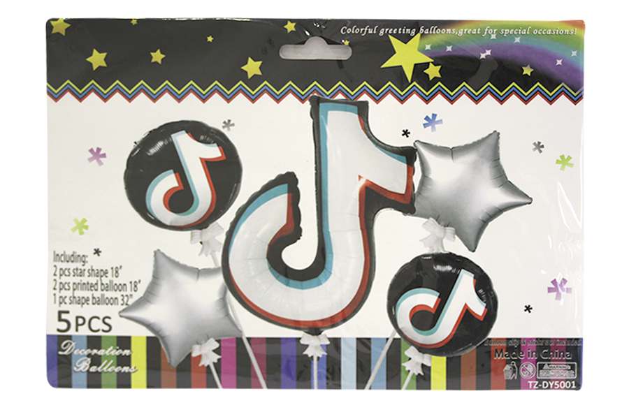 Air balloons "WB" /TZ-DY5001/ "Tik Tok", foil, 5 pcs/pack (1/500)