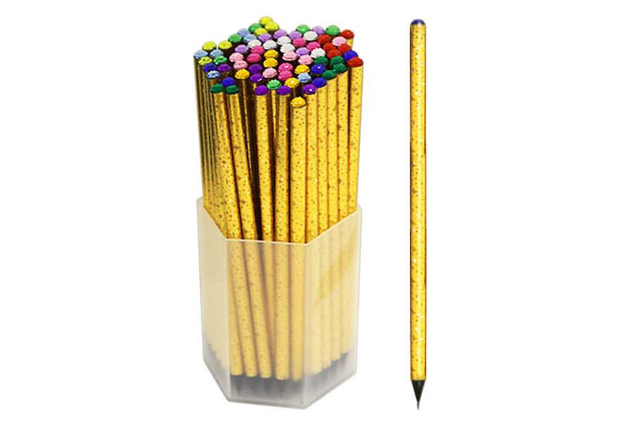 Pencil b/h "WB" /KS3311/ black. der. + laser Gold + rhinestones in a jar (72/1440)