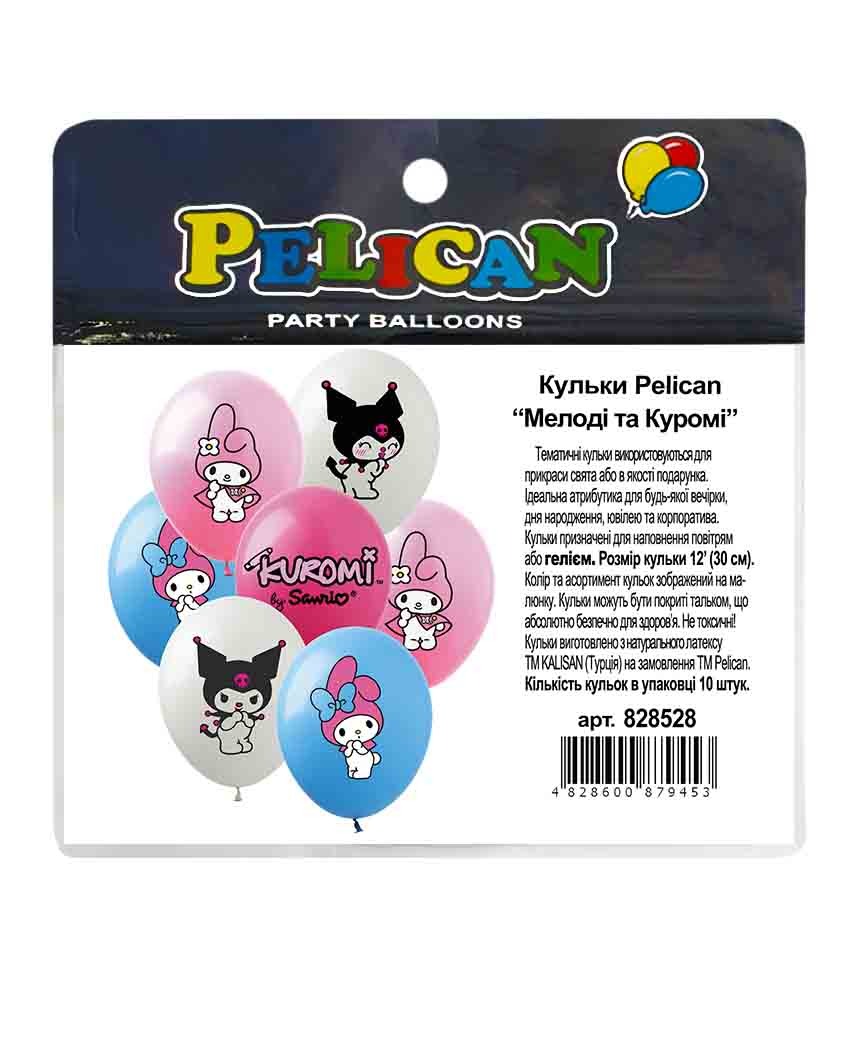 Кульки повітряні "Pelican" /828528/ 12"(30сm) "Друзі Kuromi Куромі" 1-стор. 10шт