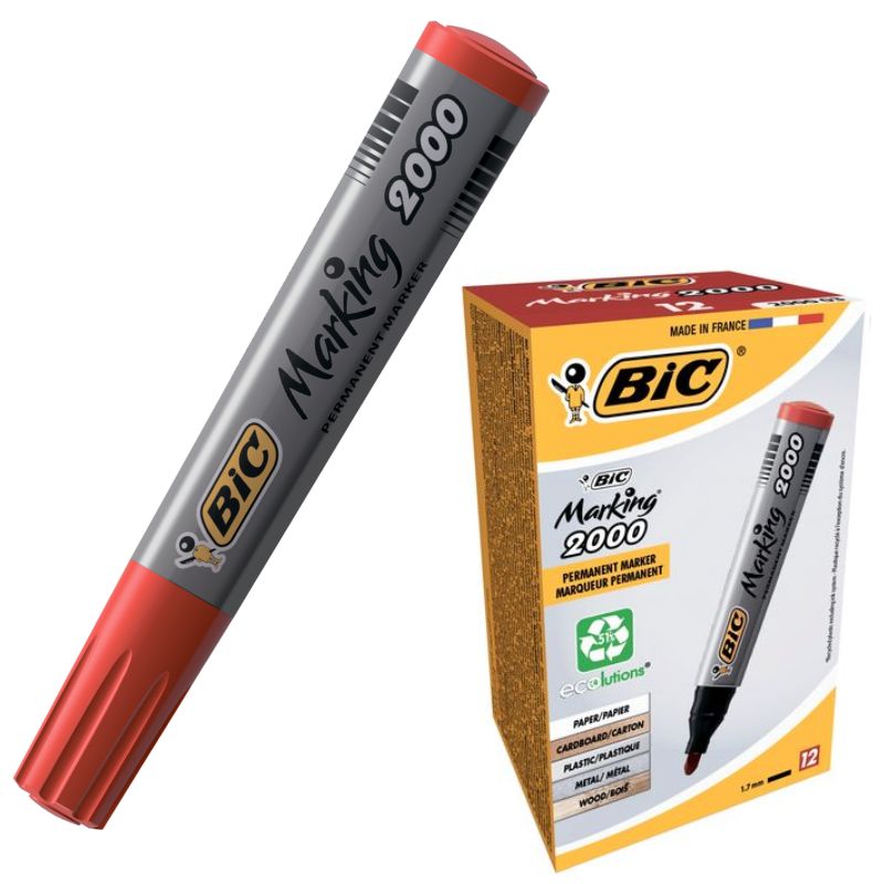 Маркер "BIC" 2000 перманент /8209133/(033) червоний (12/384)