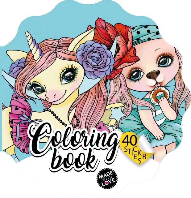 Coloring page 200x200 mm/6 sheets. "ASH" figured, 2 staples + 2 sheets. with stickers 100g/m2 dis.2223 (1/10)
