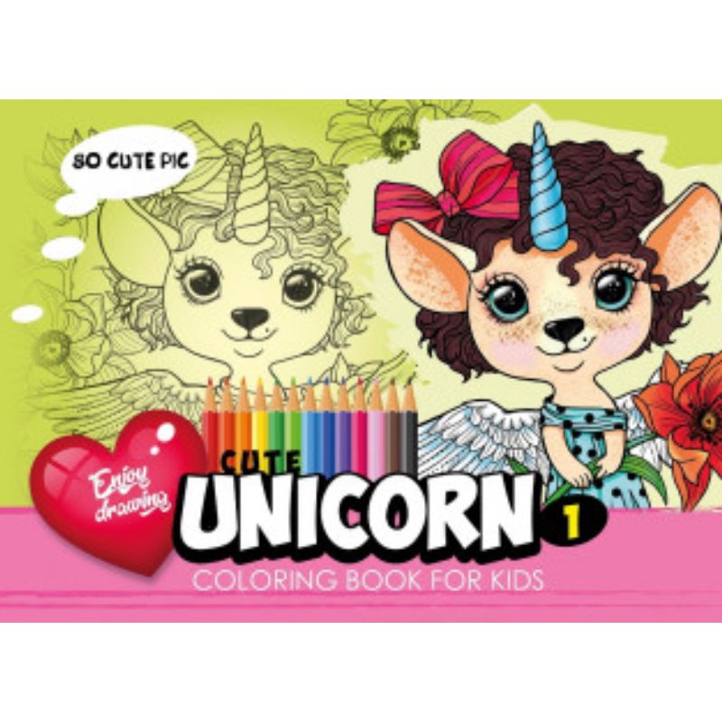Coloring page A4/8 sheets. "ASH" 210x297 mm, Clip, 120g/m2, dis. 22321 Unicorn (1/20)