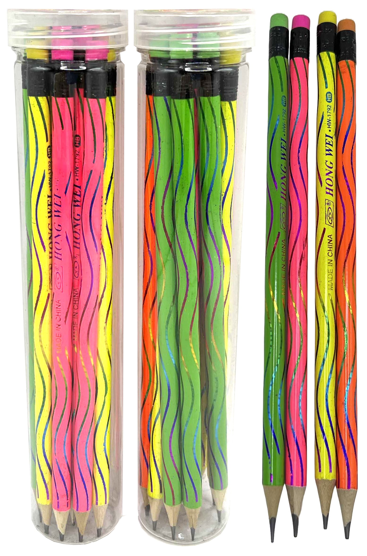 Pencil h/g /HW-1678/ HB triangular with eraser "Neon" 12 pcs. in a jar (1/24)