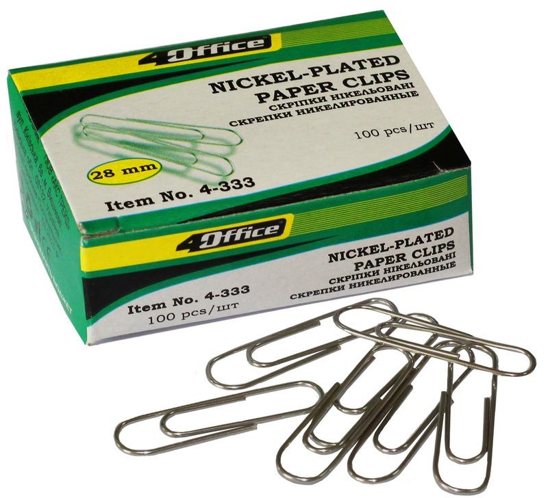 Clips "4OFFICE" /4-333/ 28mm (100pcs) nickel (10/500)