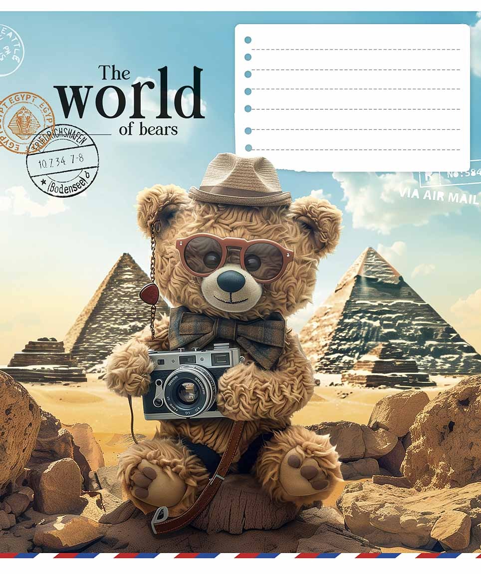Зошит уч. "Школярик" 12арк.// /3443C/ "The World of Bears" ВД-лак (нейт) (30/300)
