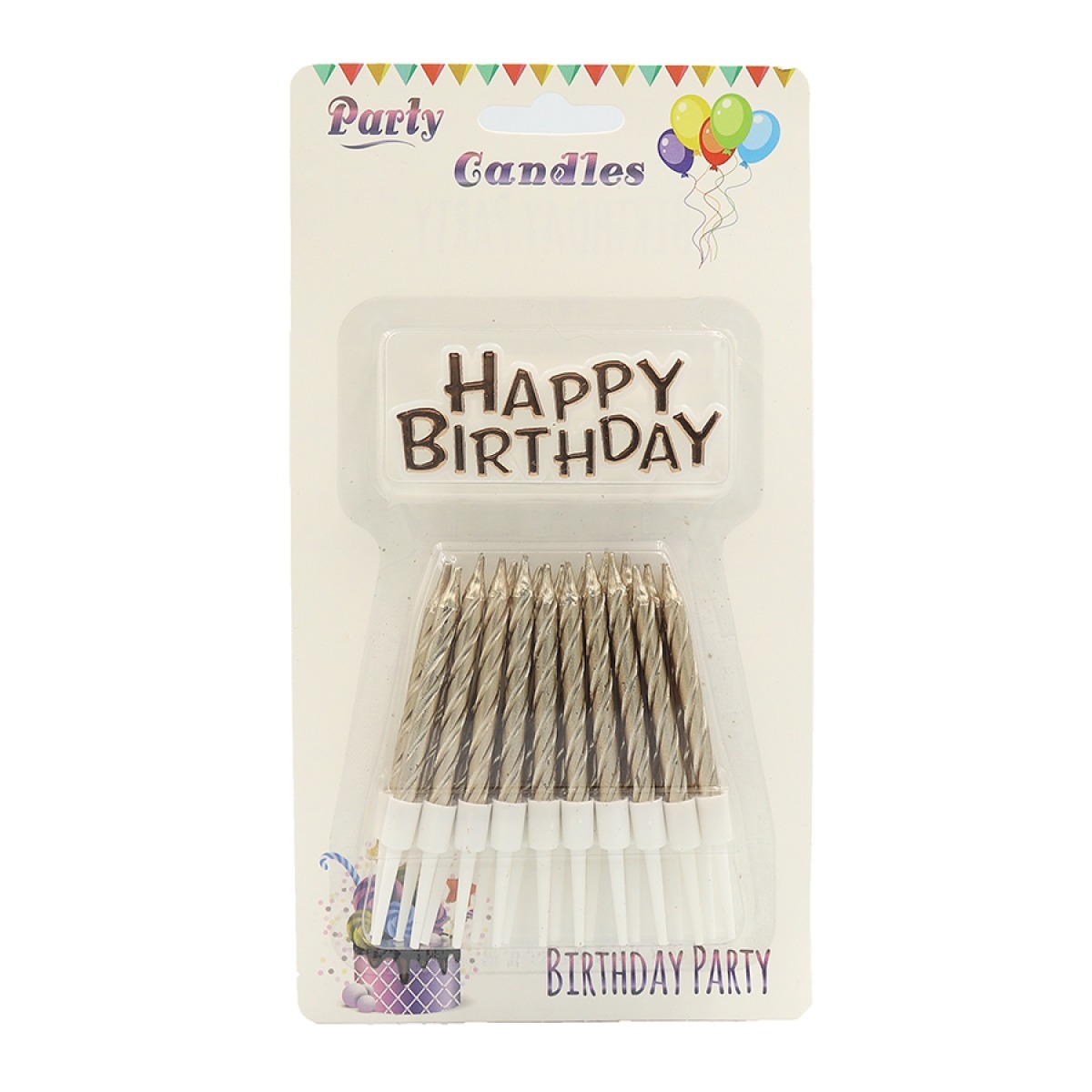 Set of candles for cake "JO" /DSCN9351/ "Happy birthday" 10 pcs., blister (1/12)