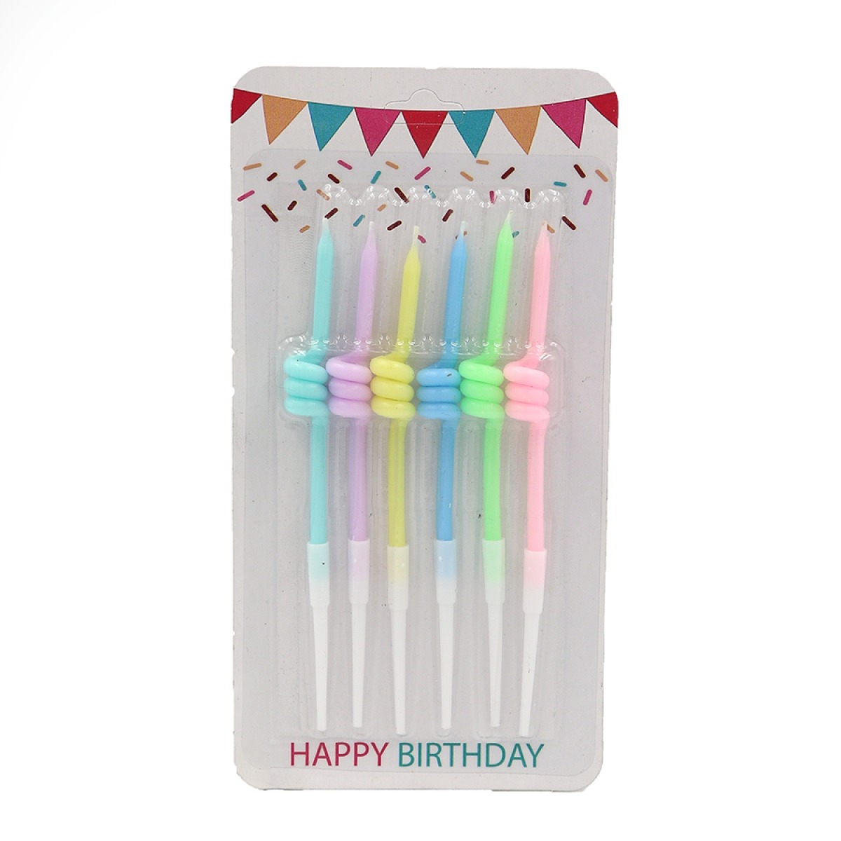 Set of candles for cake "JO" /DSCN9391/ "Happy birthday" 6 pcs., blister (1/40)
