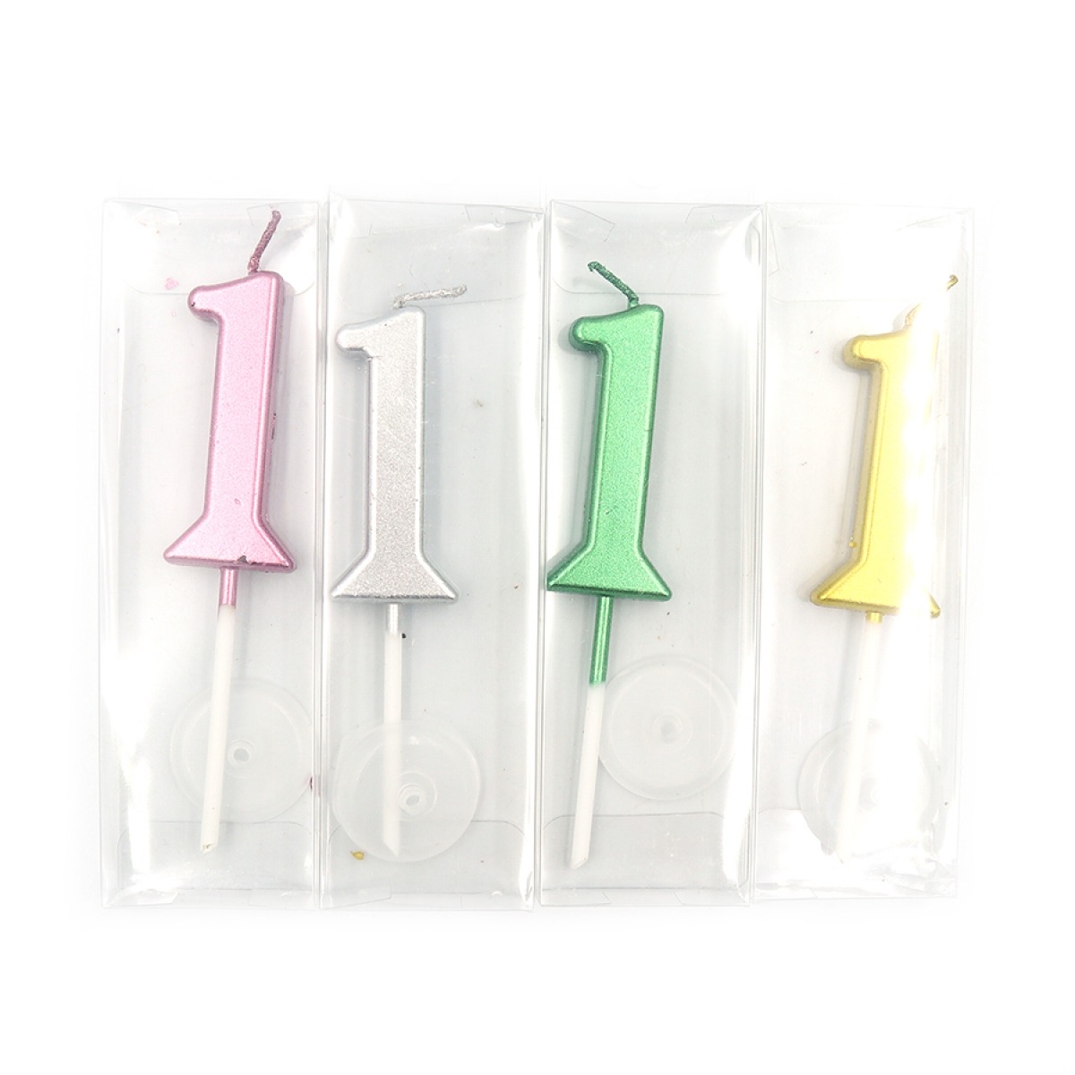 Cake candle "JO" /DSCN9373-1/ "Number-1", height 4cm, blister, mix (1/100)