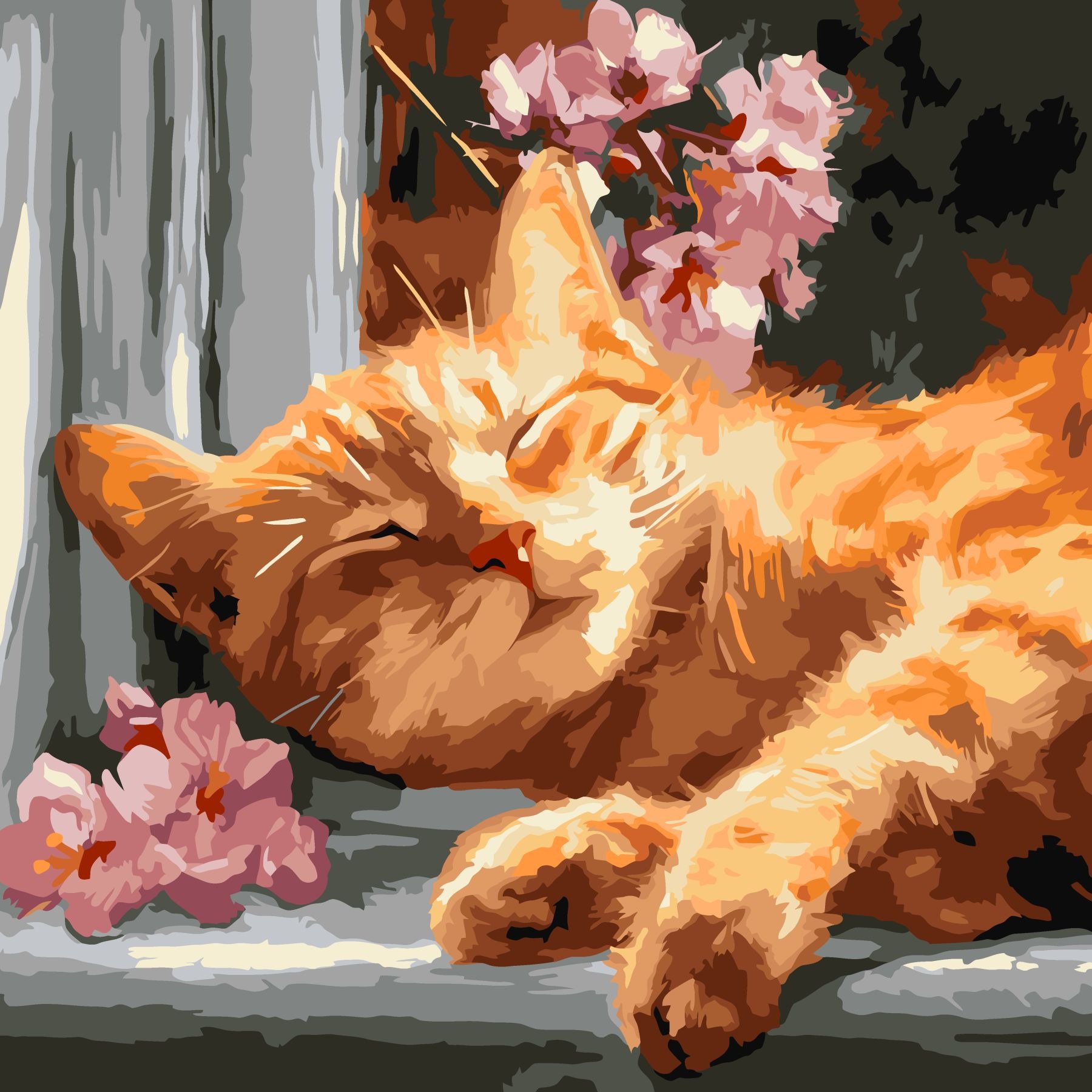 Picture by number "Ideyka" /KHO6791/ "Red cat on the windowsill" 40x40 cm