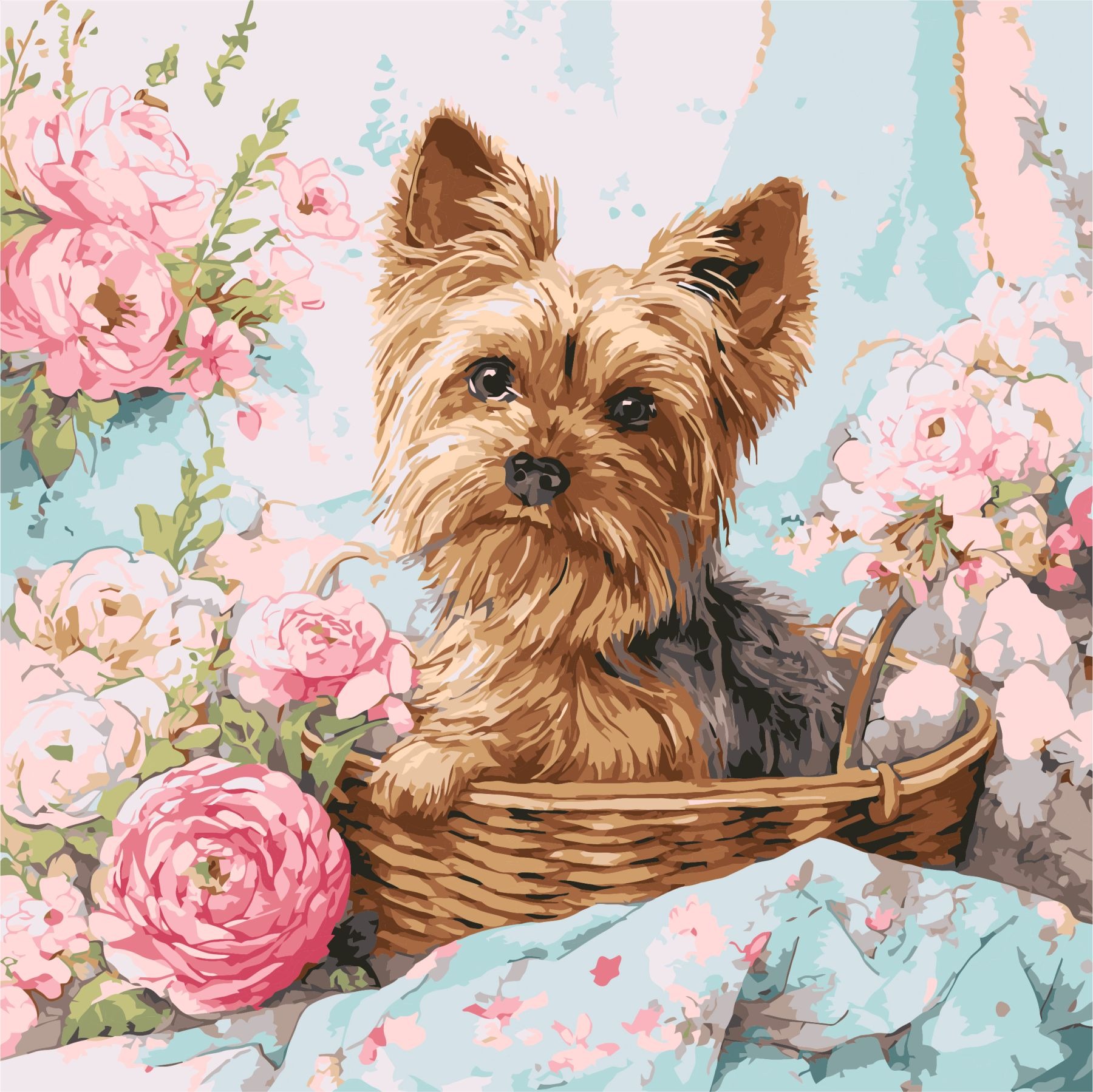 Painting by numbers "Ideyka" /KHO6797/ "York in a basket" 40x40 cm