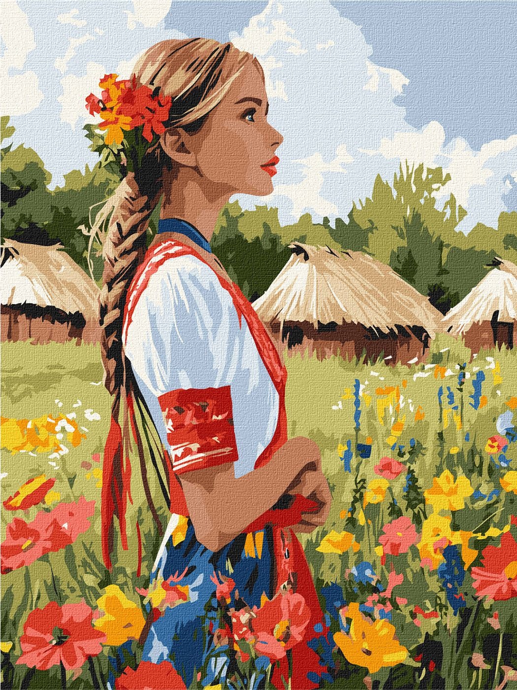 Paint by number "Ideyka" /KHO8485/ "Beautiful Ukrainian woman" 30x40cm