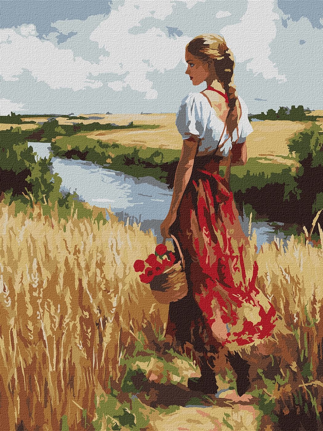 Картина за номерами "Ідейка" /KHO8486/ "Українка та лани" 30х40cm