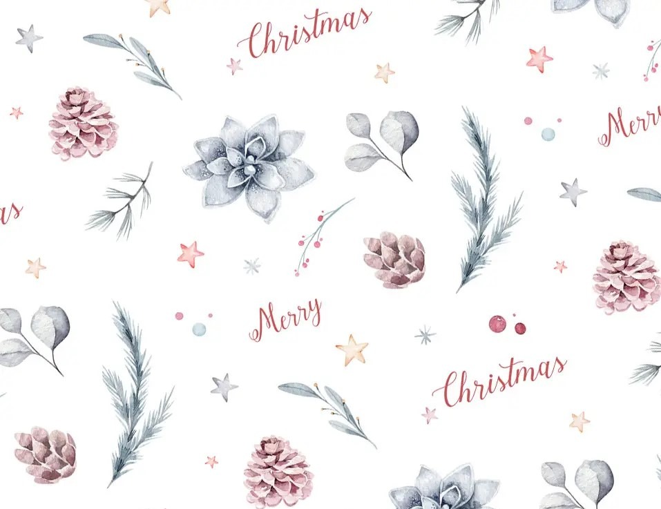 Папір пакувальний офсет "Unison" /PCZ10070-10-621/ Новорічний Merry Christmasна білому 0,7*1м, 10арк.