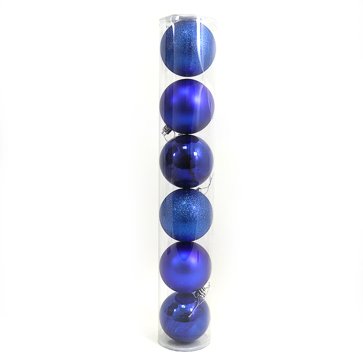 Набір новорічних кульок "JO" /DSCN0922-8-6-BL/ тубус "BLUE" 8см,/6шт., PVC