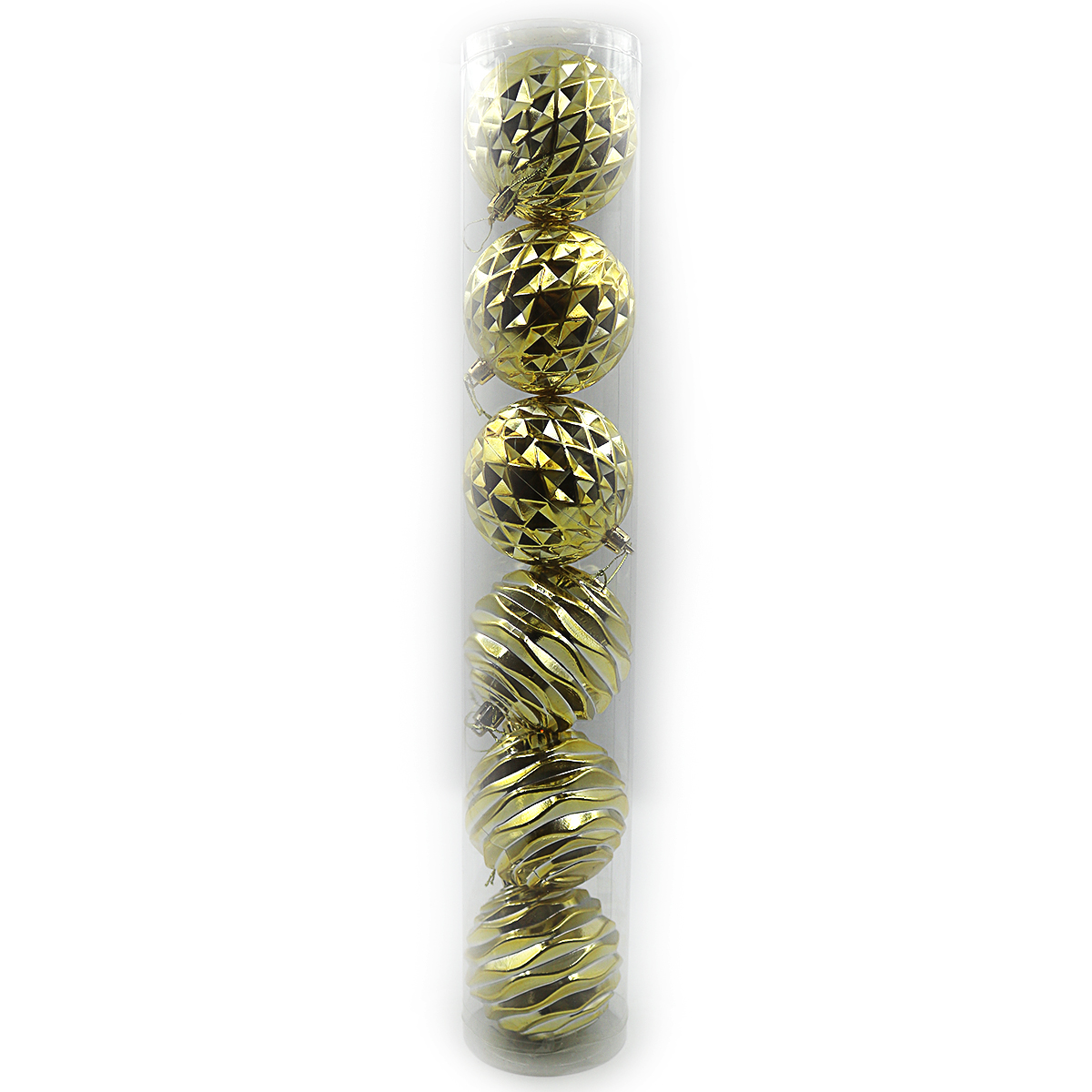 Набір новорічних кульок "JO" /6472-69G/GL/ тубус "GOLD" 8см,/6шт.,PVC