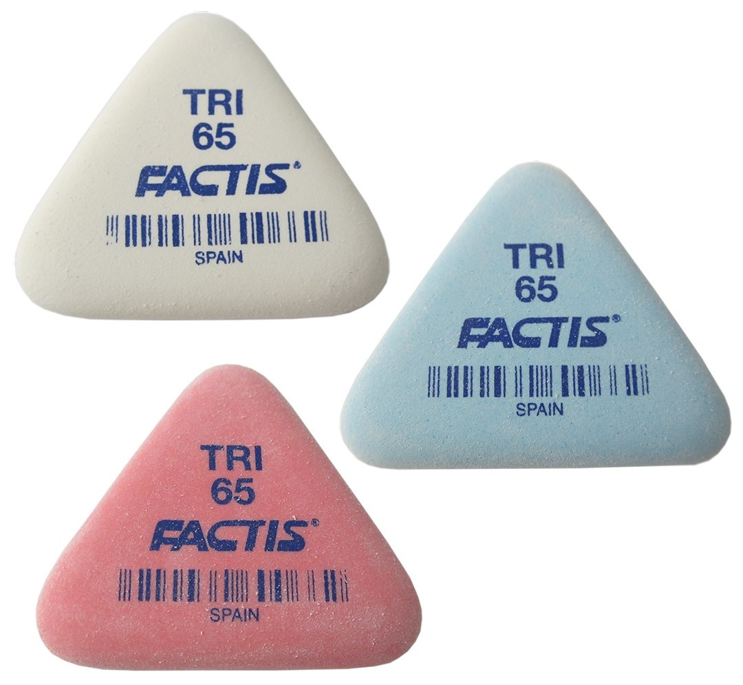 Гумка "FACTIS" /TRI65/ трикутна 3,6*3,3*0,6см, в банці (65шт.+1шт. подар), мікс (65/260)