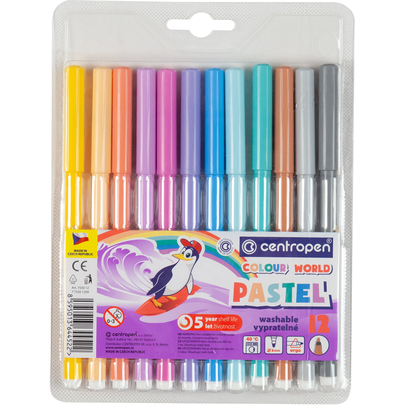Felt-tip pens "Centropen" 12 pcs. /7550/12 TP/ PASTEL (1/24)
