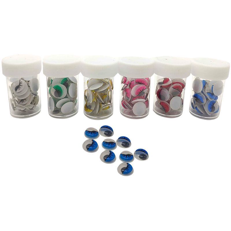 Sticker for creativity /986-2/ "Eyes are moving" colored 12mm in a jar, 6 pcs/pack. (12)