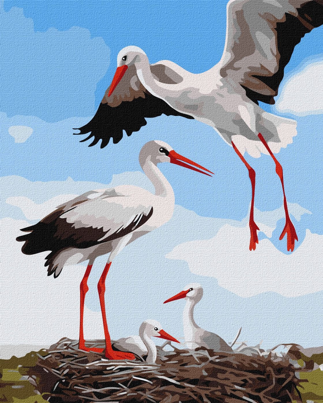 Картина за номерами "Ідейка" /KHO6603/ "Сім'я лелек" 40x50см