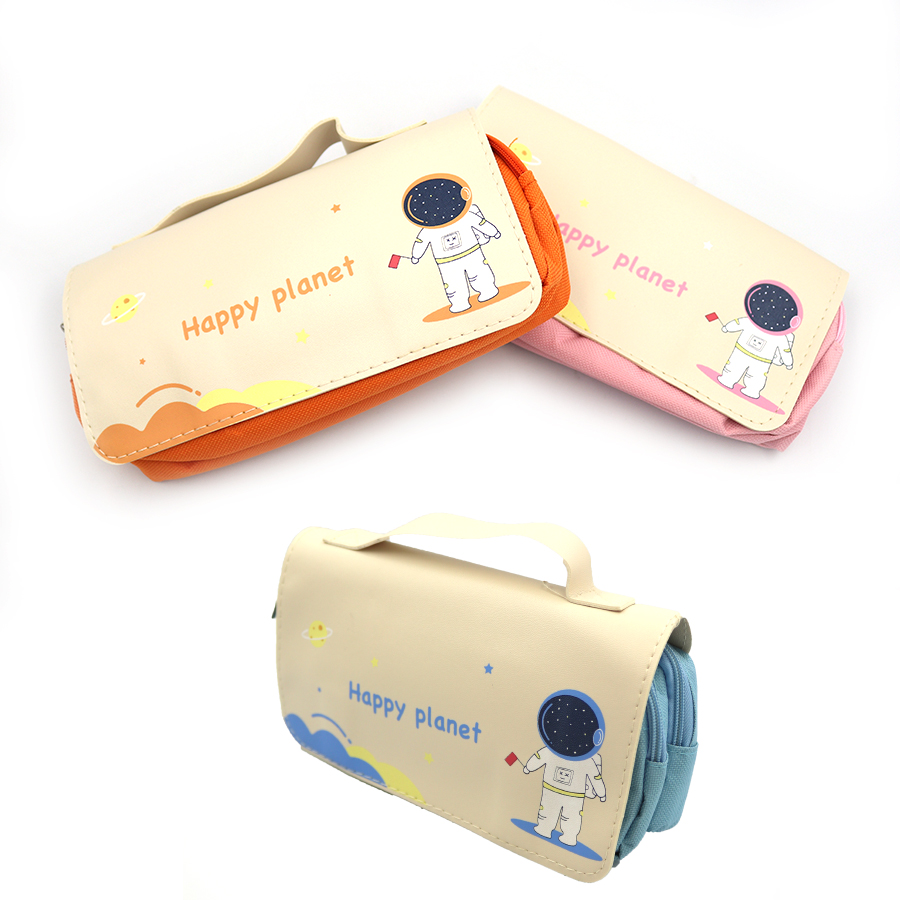 Pencil case "JO" /P0204/ "Happy planet" 20.5*5.5*7cm with a handle