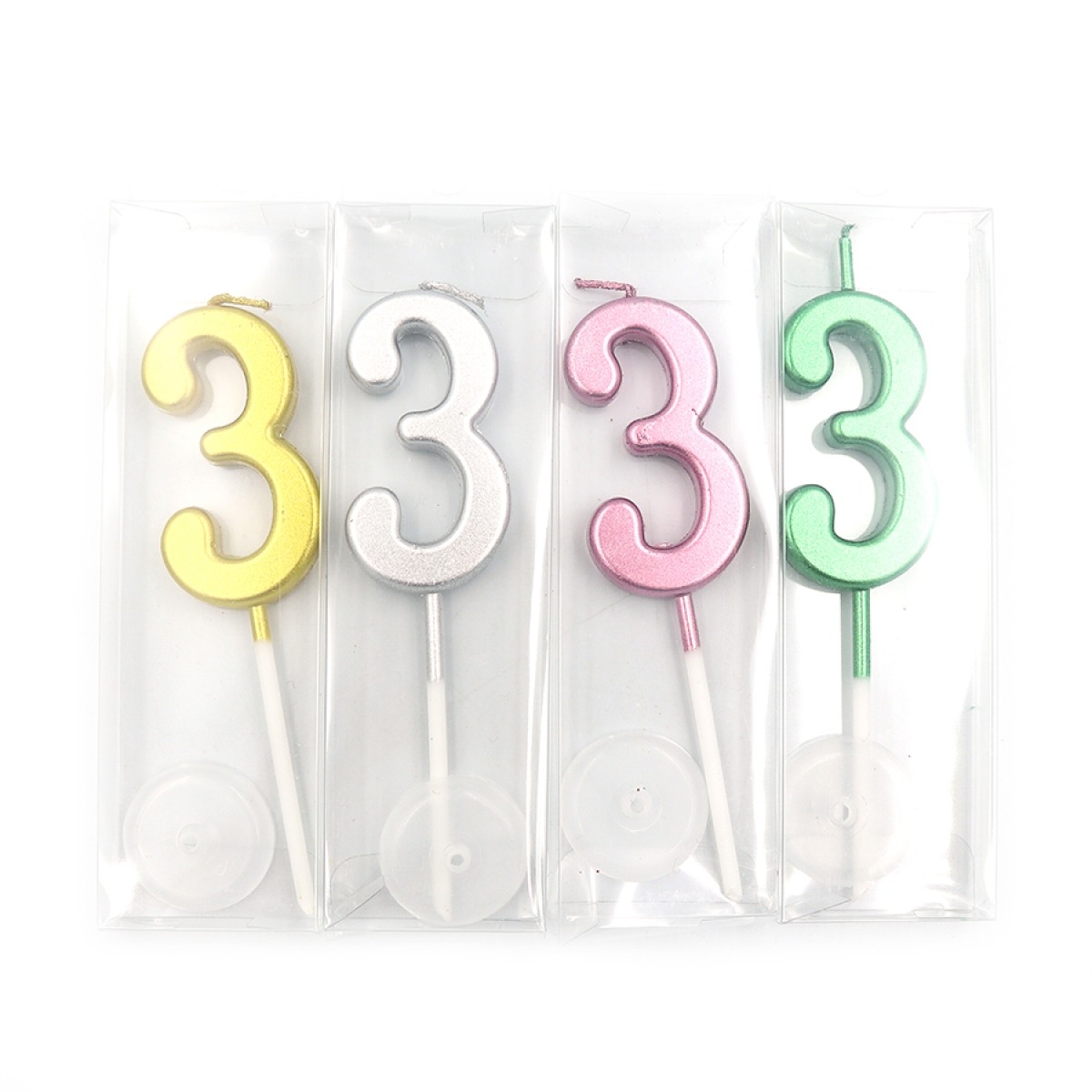 Cake candle "JO" /DSCN9373-3/ "Number-3", height 4cm, blister, mix (1/100)