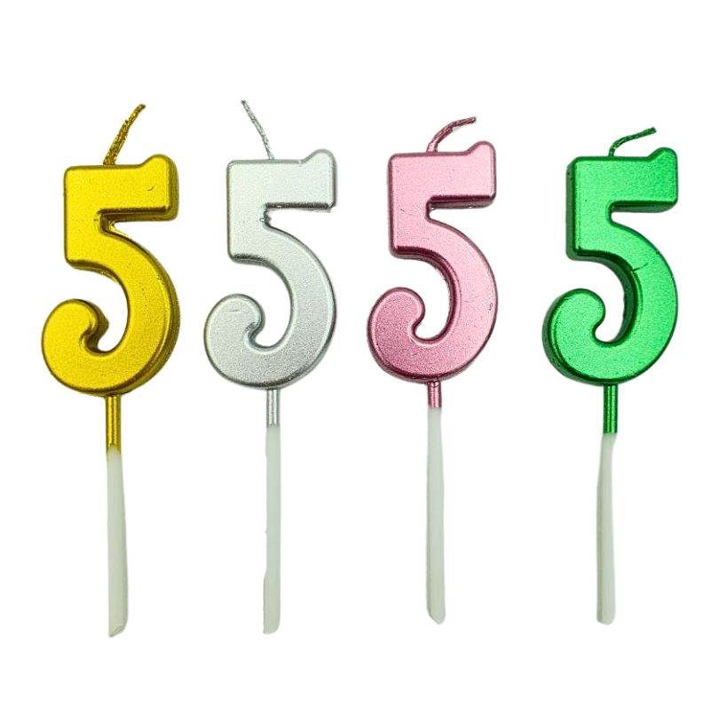 Cake candle "JO" /DSCN9373-5/ "Number-5", height 4cm, blister, mix (1/100)