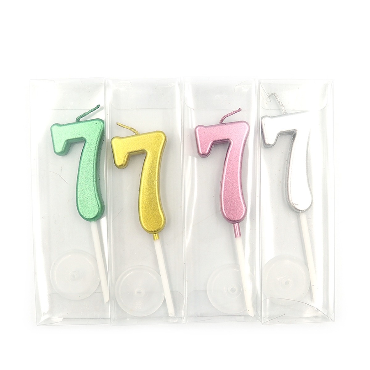 Cake candle "JO" /DSCN9373-7/ "Number-7", height 4cm, blister, mix (1/100)