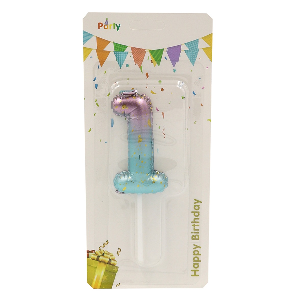 Cake candle "JO" /DSCN9388-1/ "Number-1", height 6cm, blister (1/50)