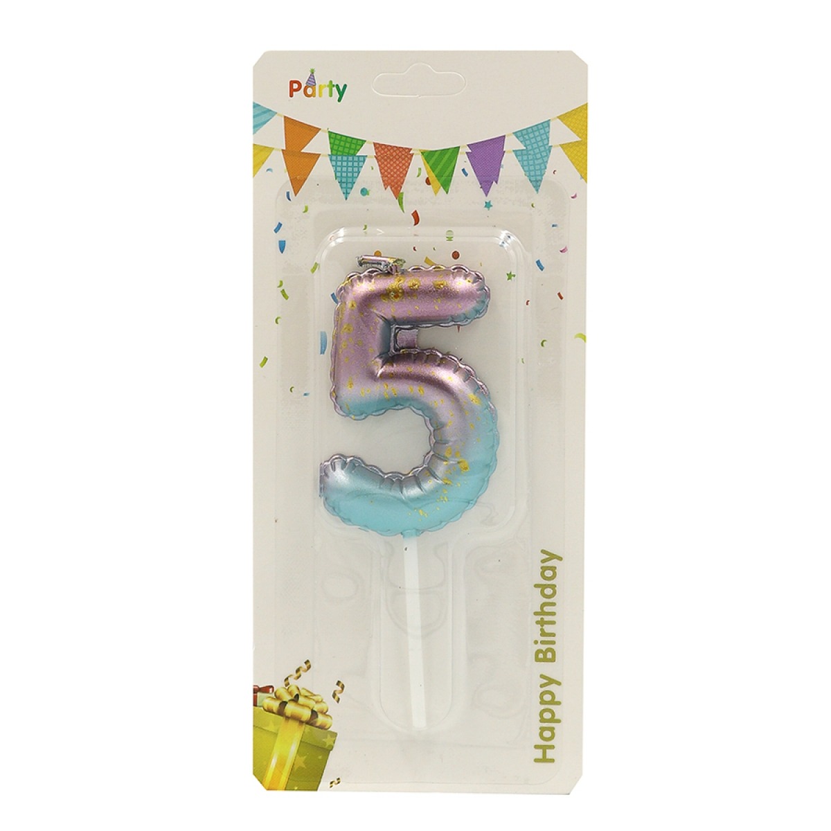 Cake candle "JO" /DSCN9388-5/ "Number-5", height 6cm, blister (1/50)