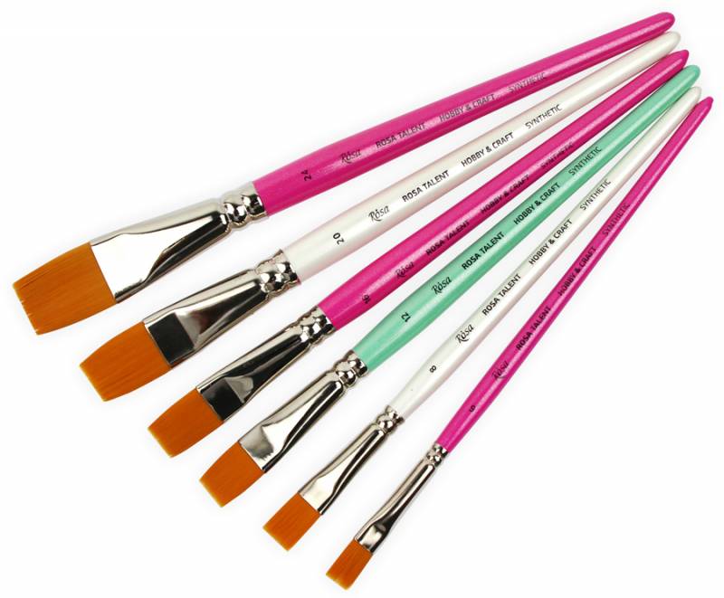 Flat synthetic brush for decoration "ROSA TALENT" HOBBY & CRAFT, 6, k.r. (1/12)