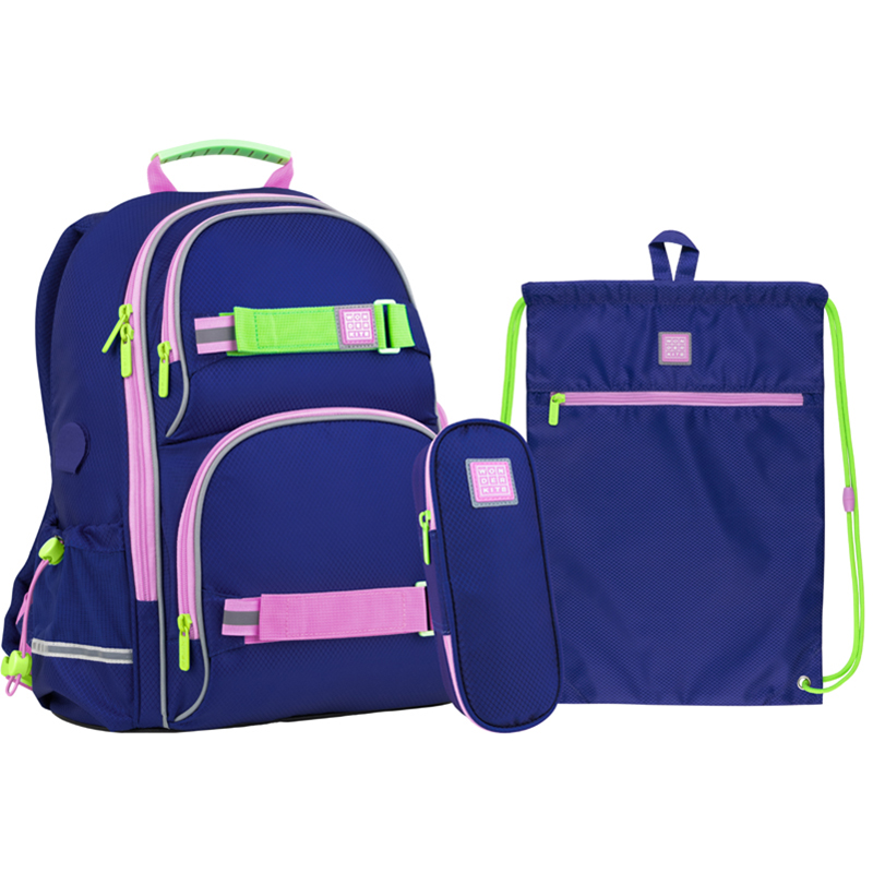 "Kite" set /SET_WK22-702M-1/ backpack + pencil case + shoe bag Wonder Kite light blue (61446) (1/6)