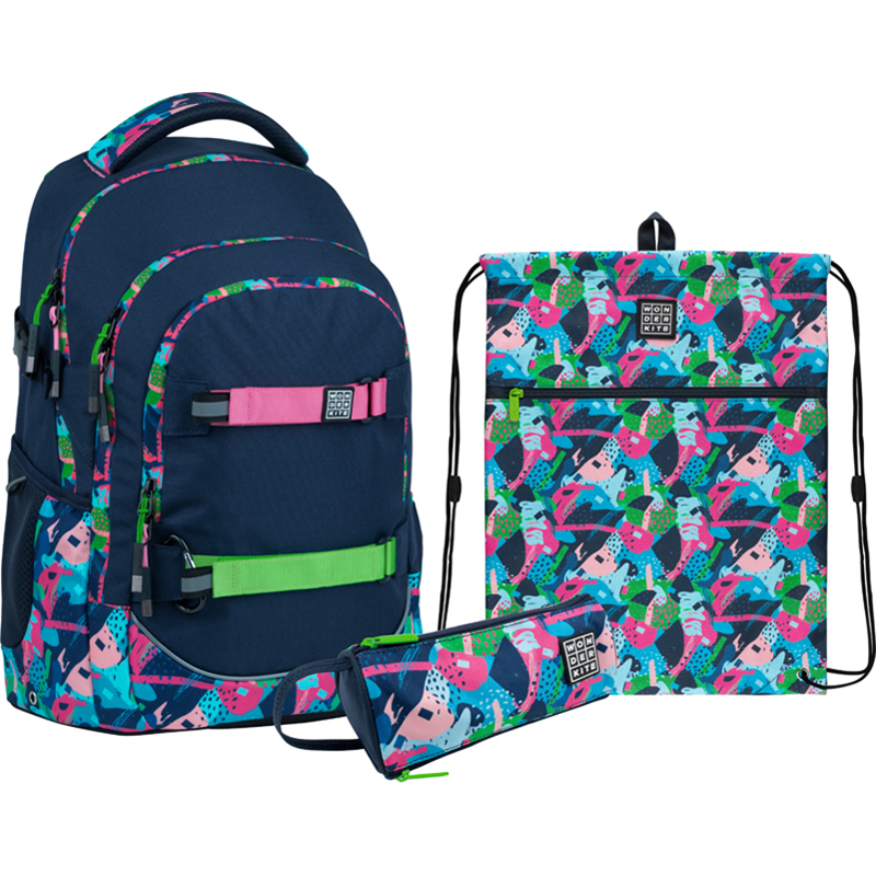 "Kite" set /SET_WK22-727M-1/ backpack + pencil case + shoe bag Wonder Kite Bright (61451) (1/6)