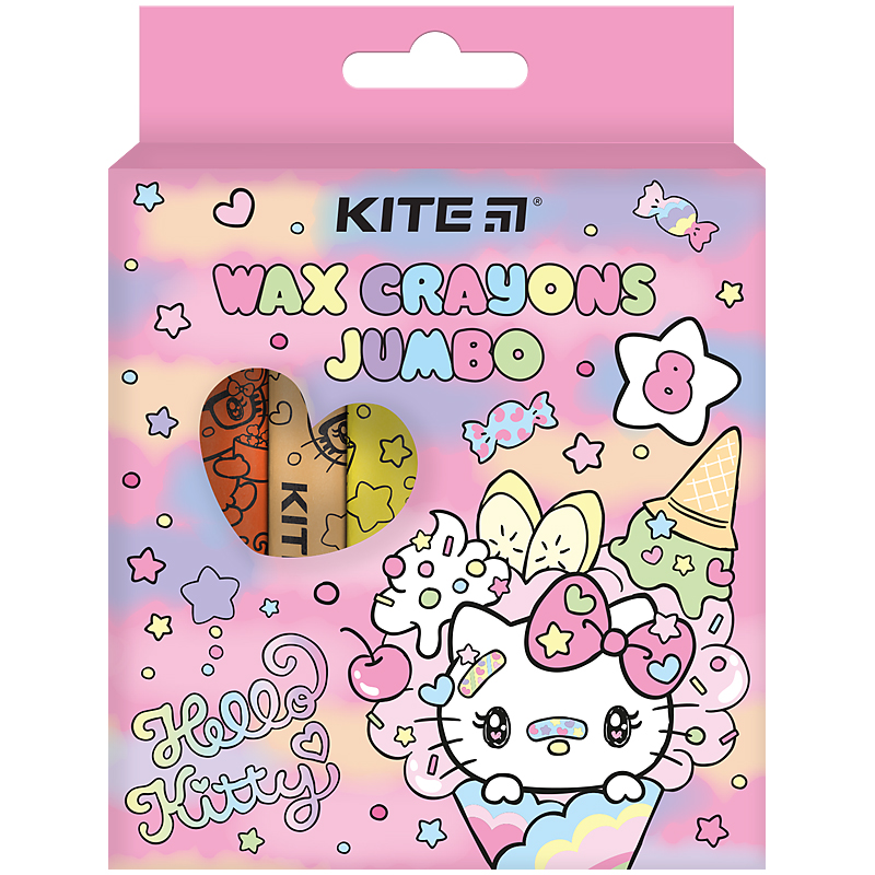 Крейда воскова "Kite" /HK24-076/ Jumbo, 8кол. "Hello Kitty" (12/144)