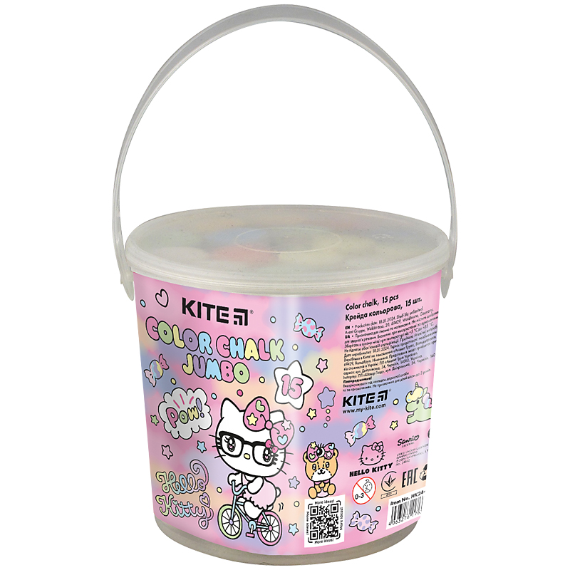 Colored chalk 15 pcs. "Kite" /HK24-074/ Jumbo, bucket "Hello Kitty" (1/24)