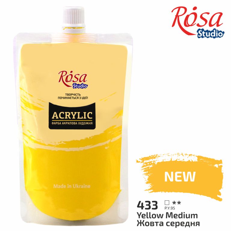 ACRYLIC for decoration "ROSA Studio" /433/ Medium yellow, 200ml (1/6)