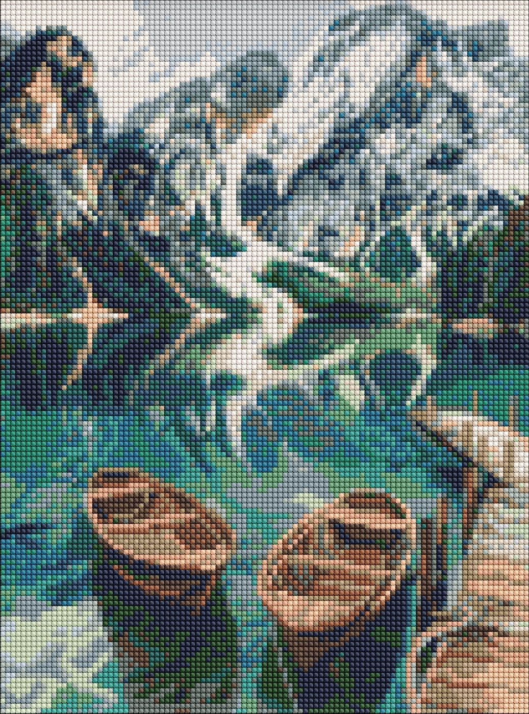 Diamond mosaic "Ideyka" /AMO20301/ "Boats on the mirror lake" 30*40cm