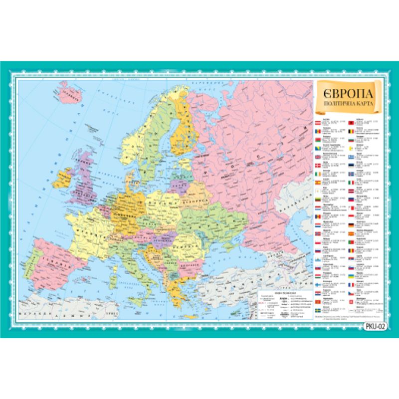 Political map of Europe "EU" /PKU-02/ 400*600 mm, 120 g/m2 (20)