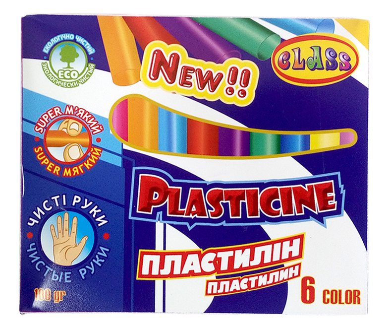 Plasticine "CLASS" "Clean hands" 6 pcs. /7625C/ 100g. wax (1/80)