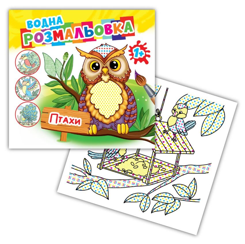 Coloring page 24*23/4 sheets. Paint with water AKR-00070 In "Birds" (1/50)