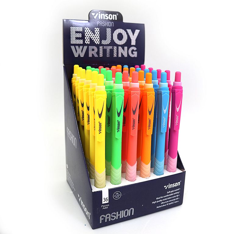 Automatic oil pen "Vinson" /C4/ "Fashion" 0.7mm, blue, soft-touch, grip, mix (36/1440)