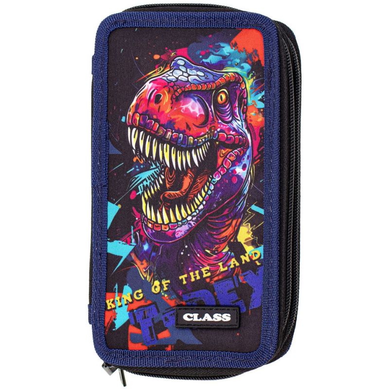 Pencil case "CLASS" /26306C/ 2 compartments, empty, "T-rex" (1/12/72)