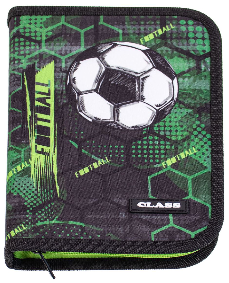 Pencil case "CLASS" /26208C/ 1 compartment, empty, 2 flaps, "Football" (1/12/72)