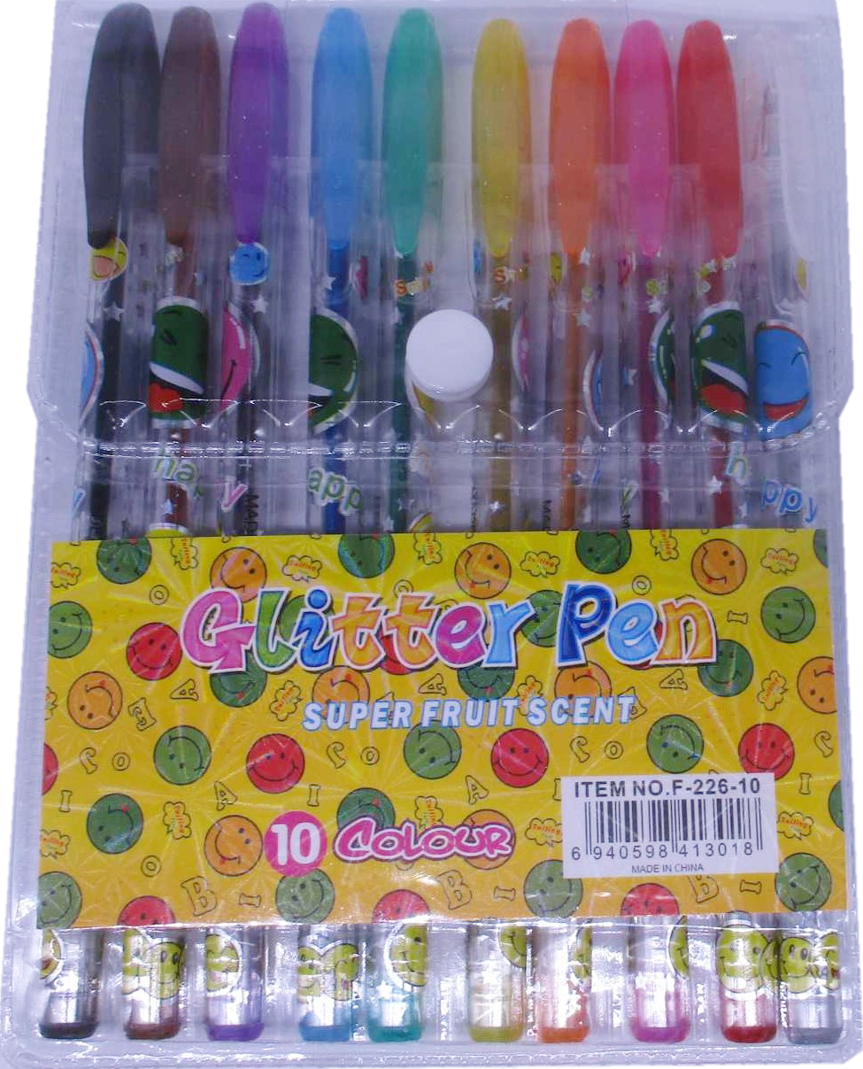 A set of gel pens fragrant /226-10/ 10 pcs. "Smiley" with glitter. 0.5mm (1/24/144)