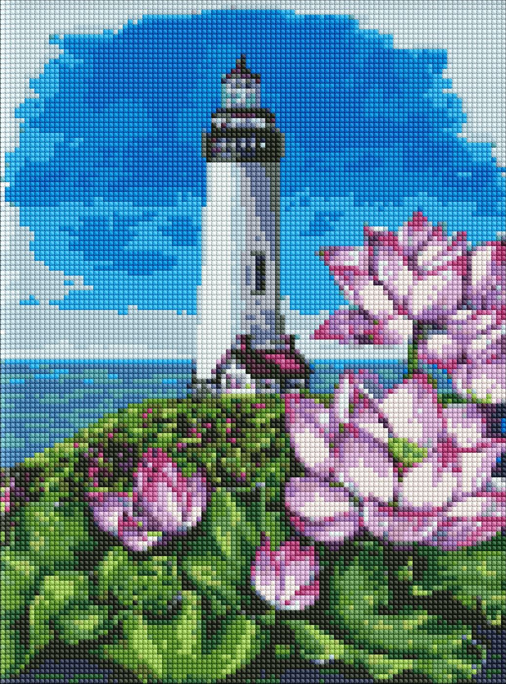 Алмазна мозаїка "Ідейка" /AMO7545/ "Маяк з лотосами" 30*40см