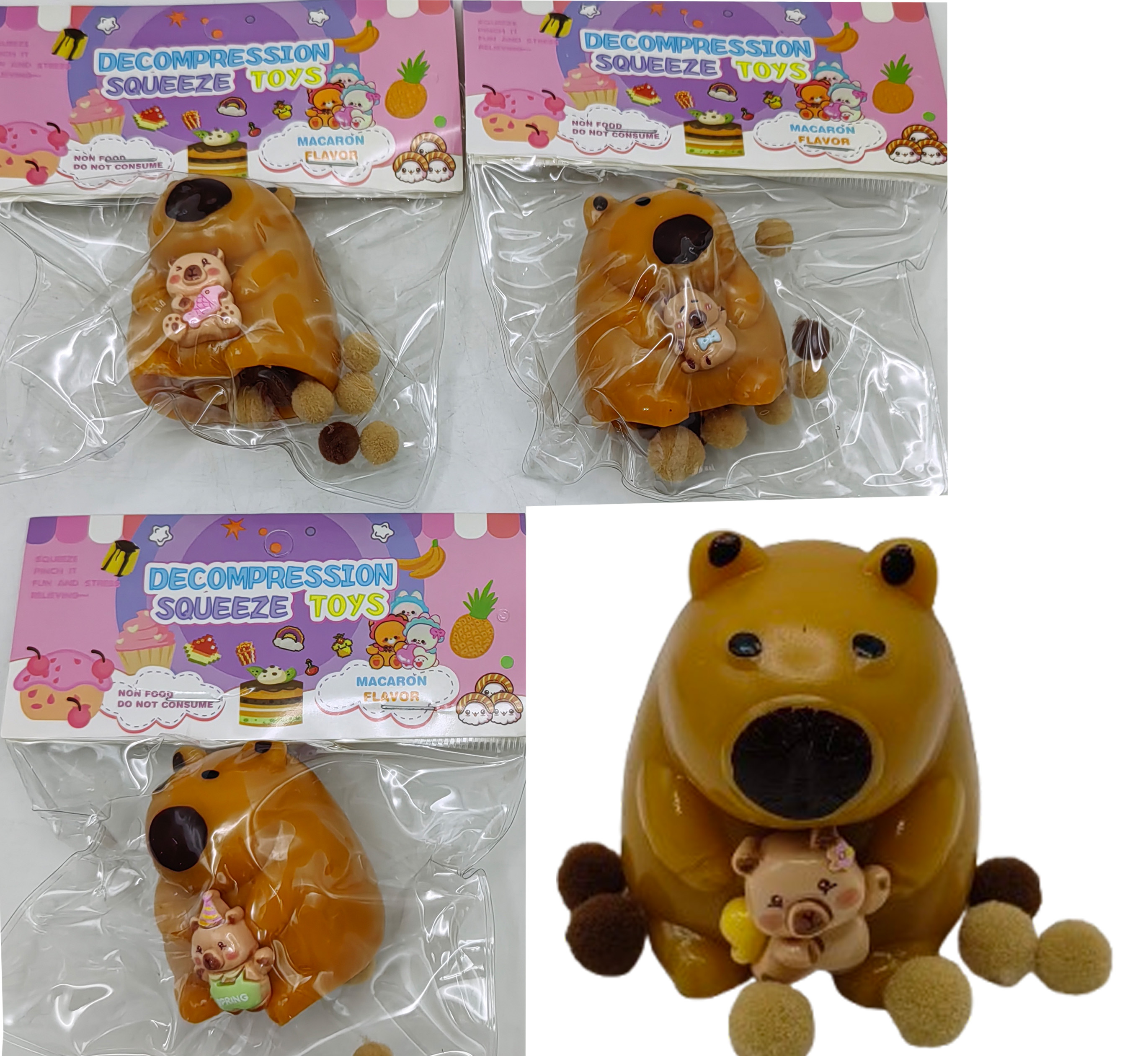 Antistress toy /0216-1/ taba squash "Capybara with a toy" 8cm (16)