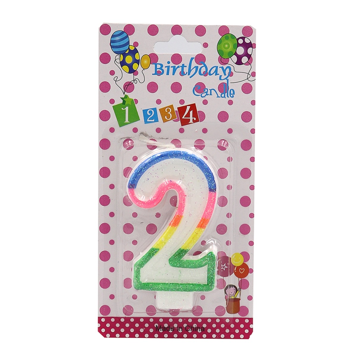 Cake candle "JO" /DSCN9395-2/ "Number-2", height 6cm, blister (1/12/600)