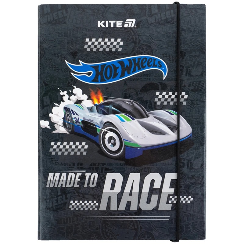 Folder for notebooks "Kite" /HW25-210-1/ B5 on elastic cardboard, Hot Wheels (1/10)